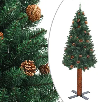 Искусственная Рождественская елка из массива сосны с иголками и декоративными шишками из 33 сосновых шишек ПВХ 150/180/210 см