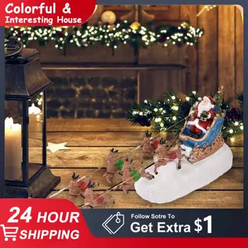 Праздничный орнамент со светодиодной подсветкой, красиво детализированный увлекательный дизайн, праздничные поделки из смолы, бестселлеры из смолы, сани Санта-Клауса