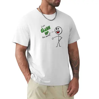 Давайте уберем этот беспорядок, футболка оверсайз для мальчиков, белая футболка с принтом животных для мальчиков, мужская футболка
